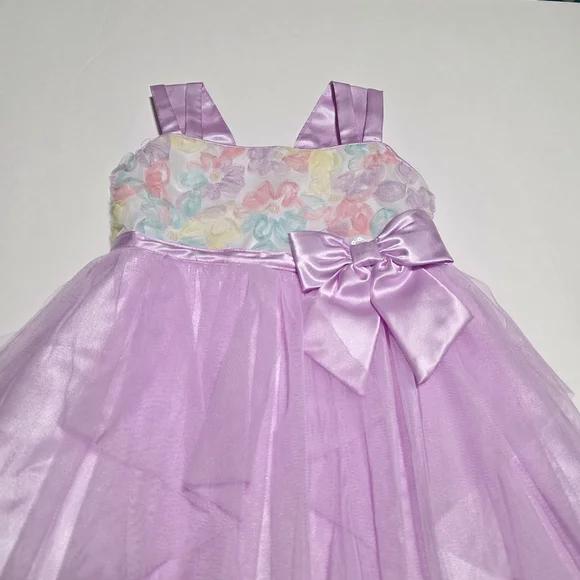 Jona Michelle Pastel Floral Dress with Lavender Tulle, Girls' Size 3T - Picture 3 of 10